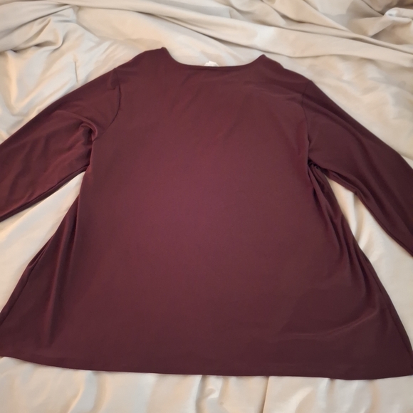 Cato Women's Burgandy Cut Out Tunic Blouse - Picture 6 of 7